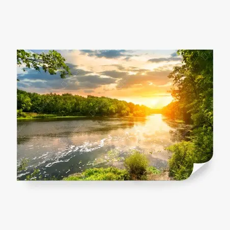 Papier peint coucher de soleil sur la rivière tranquille – Wallnifity®