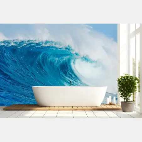 Papier peint vague océanique bleue en mouvement – Wallnifity®