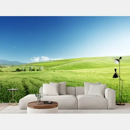 Papier peint collines verdoyantes sous ciel bleu – Wallnifity®