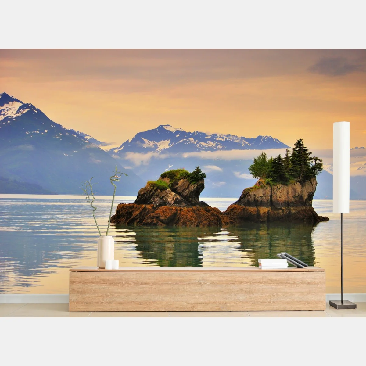 Papier peint îlots rocheux et reflets au coucher de soleil – Wallnifity® Papier peint îlots rocheux et reflets au coucher de soleil – Wallnifity®