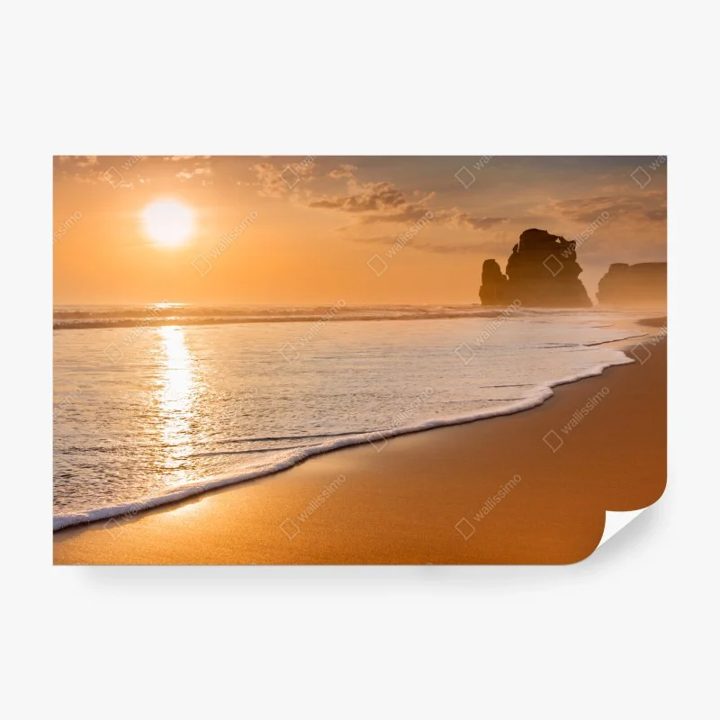 Papier peint coucher de soleil doré sur la plage – Wallnifity® Papier peint coucher de soleil doré sur la plage – Wallnifity®