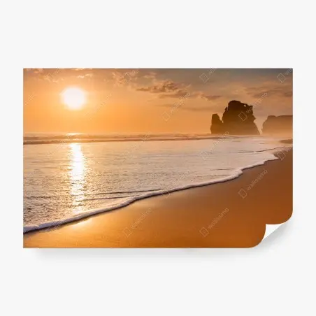 Papier peint coucher de soleil doré sur la plage – Wallnifity®