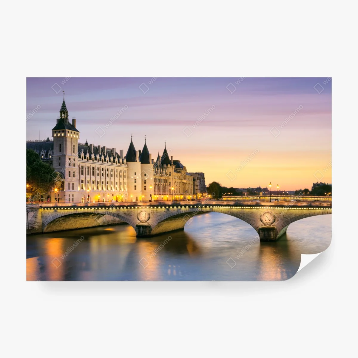 Papier peint élégance nocturne de Paris au bord de la Seine – Wallnifity®