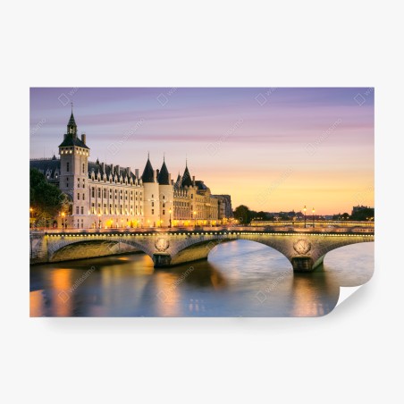 Papier peint élégance nocturne de Paris au bord de la Seine – Wallnifity®
