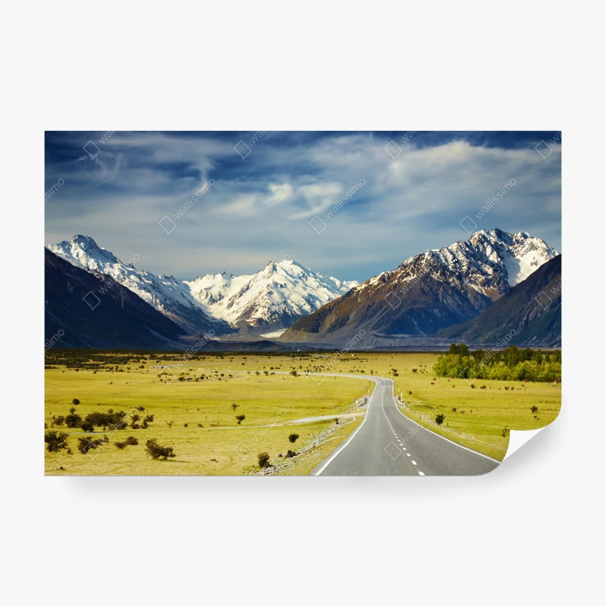 Papier peint route panoramique vers les Alpes du Sud, Nouvelle-Zélande – Wallnifity® Papier peint route panoramique vers les Alpes du Sud, Nouvelle-Zélande – Wallnifity®