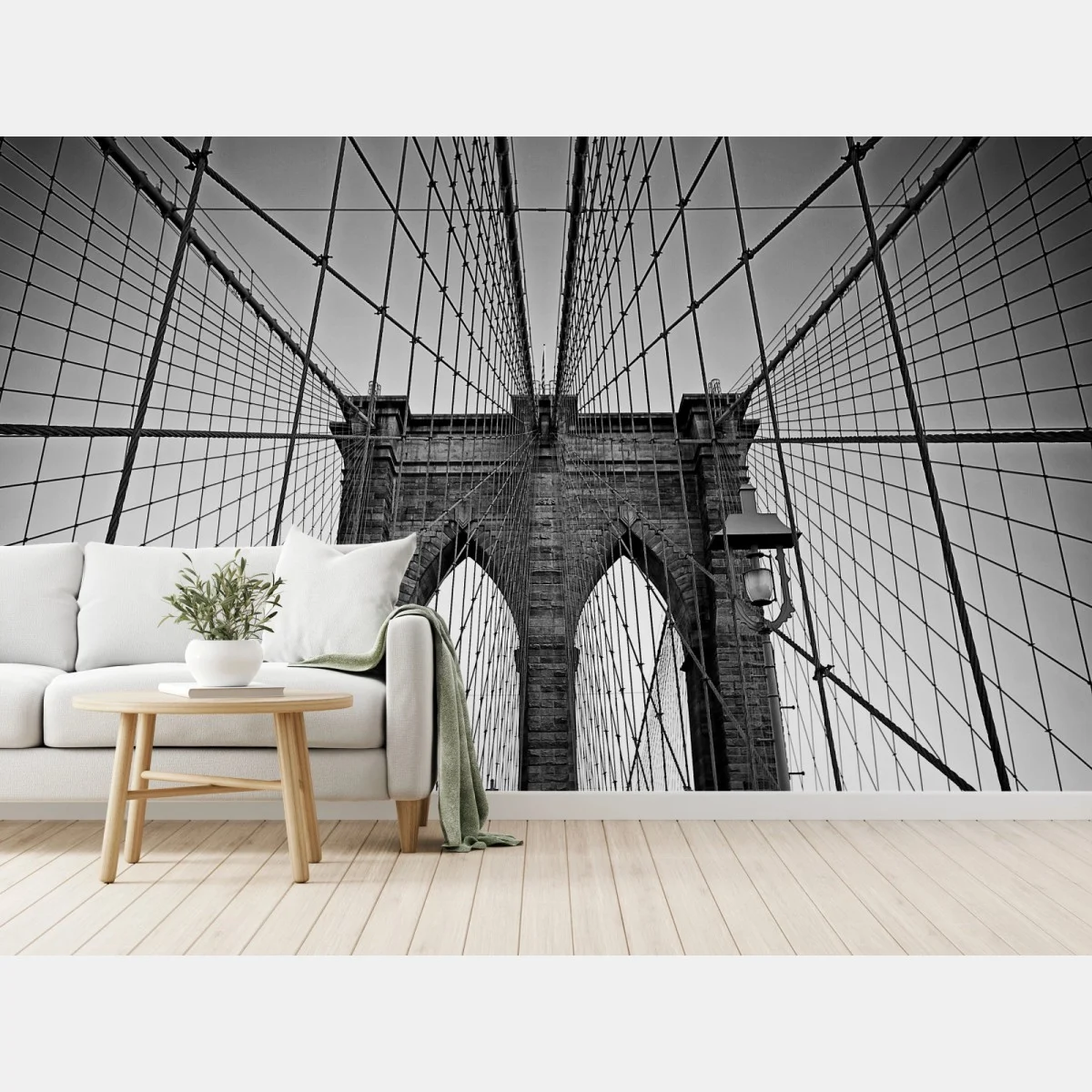 Papier peint perspective du pont de Brooklyn en noir et blanc – Wallnifity® Papier peint perspective du pont de Brooklyn en noir et blanc – Wallnifity®