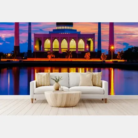 Papier peint coucher de soleil à la mosquée centrale de Songkhla – Wallnifity®