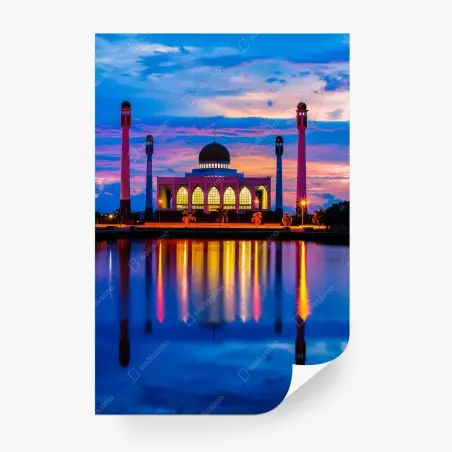 Papier peint coucher de soleil à la mosquée centrale de Songkhla – Wallnifity®