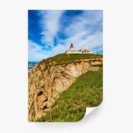 Papier peint phare de Cabo da Roca sur falaises de l'Atlantique – Wallnifity®