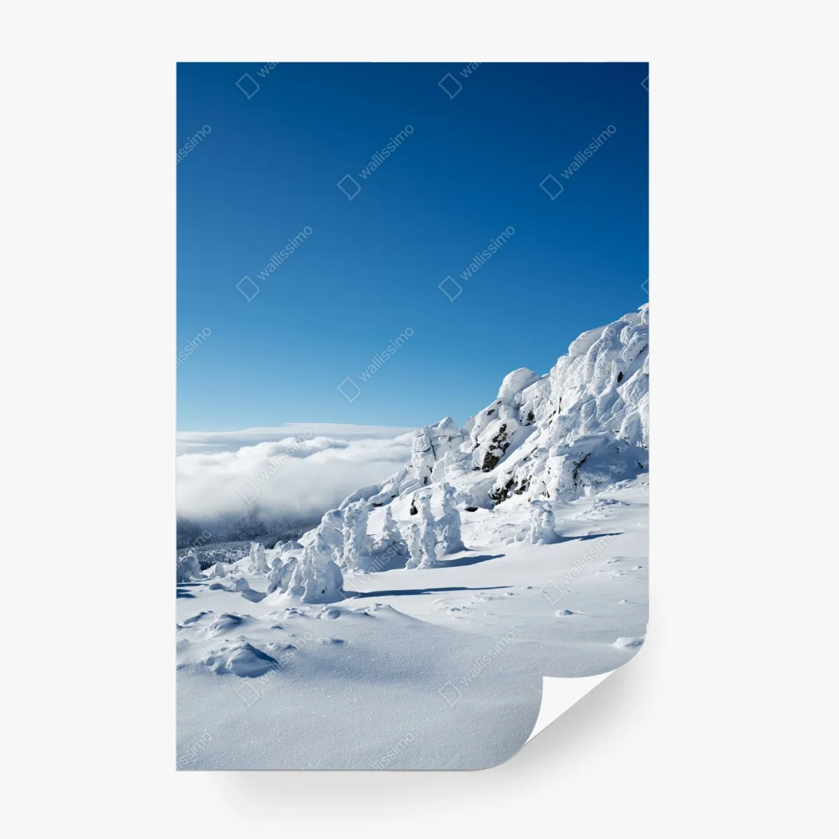 Papier peint panorama hivernal au sommet enneigé – Wallnifity® Papier peint panorama hivernal au sommet enneigé – Wallnifity®