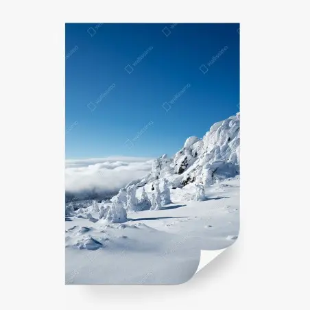Papier peint panorama hivernal au sommet enneigé – Wallnifity®
