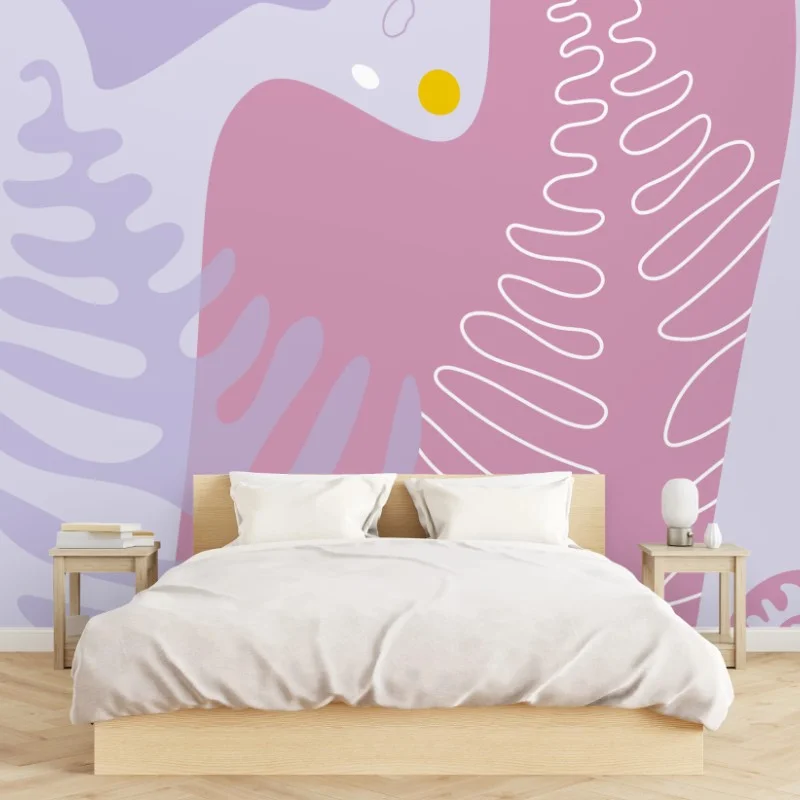 Papier peint motif botanique abstrait aux tons pastels – Wallnifity® Papier peint motif botanique abstrait aux tons pastels – Wallnifity®