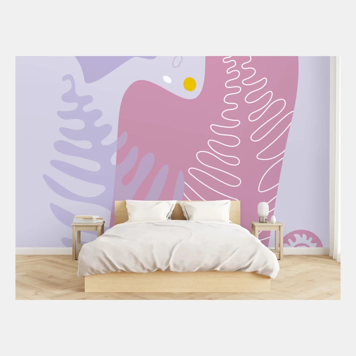 Papier peint motif botanique abstrait aux tons pastels – Wallnifity® Papier peint motif botanique abstrait aux tons pastels – Wallnifity®