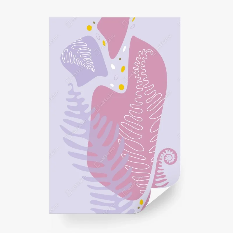 Papier peint motif botanique abstrait aux tons pastels – Wallnifity® Papier peint motif botanique abstrait aux tons pastels – Wallnifity®