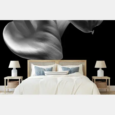 Papier peint danse élégante d'arums en noir et blanc – Wallnifity®