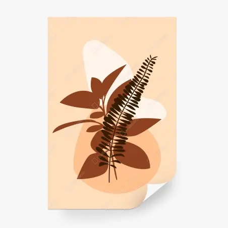Papier peint composition botanique minimaliste aux tons terreux – Wallnifity®