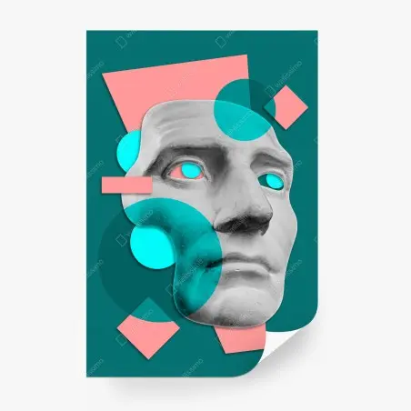 Papier peint visage antique en collage géométrique – Wallnifity®