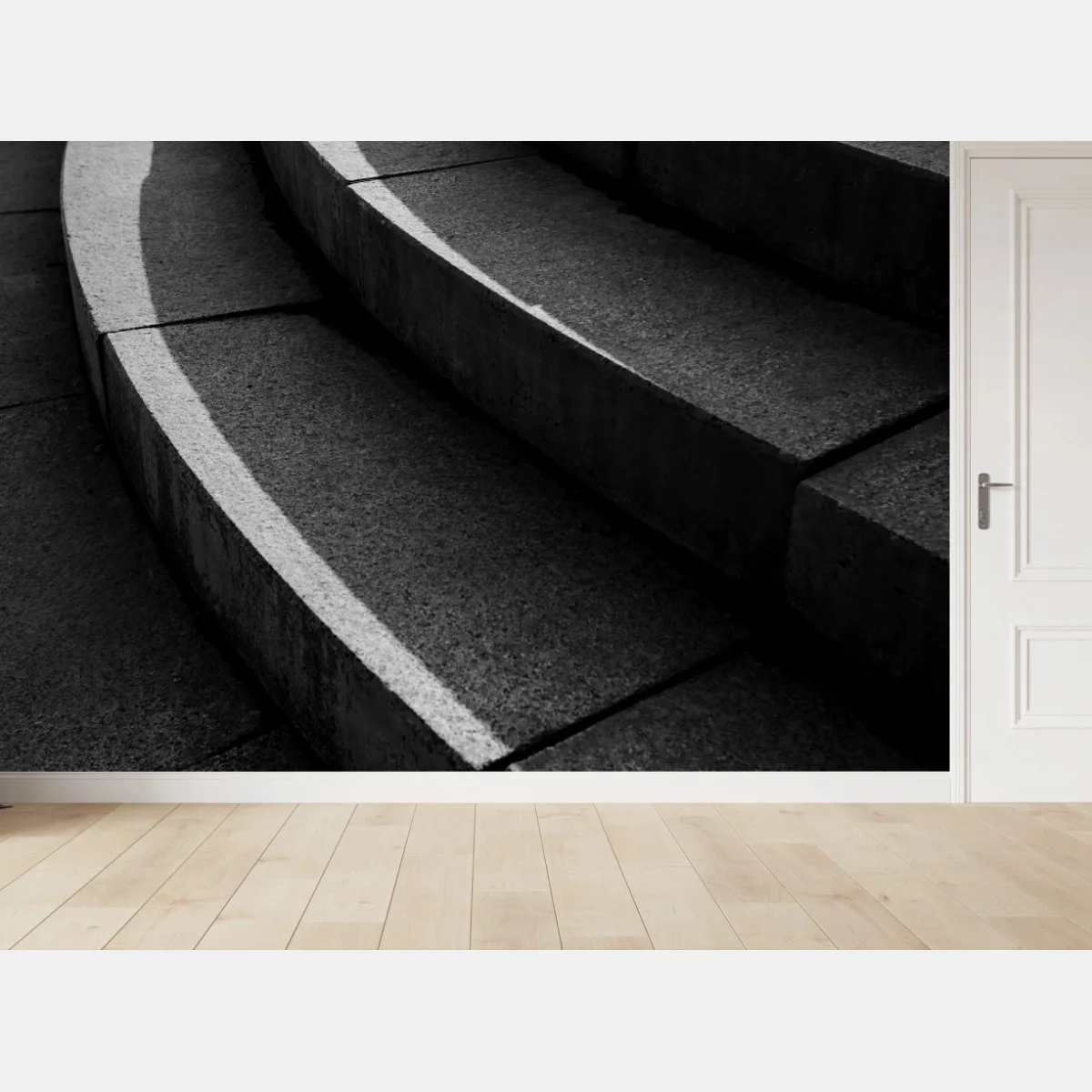 Papier peint escalier en béton abstrait : jeu de lignes et de lumière – Wallnifity® Papier peint escalier en béton abstrait : jeu de lignes et de lumière – Wallnifity®