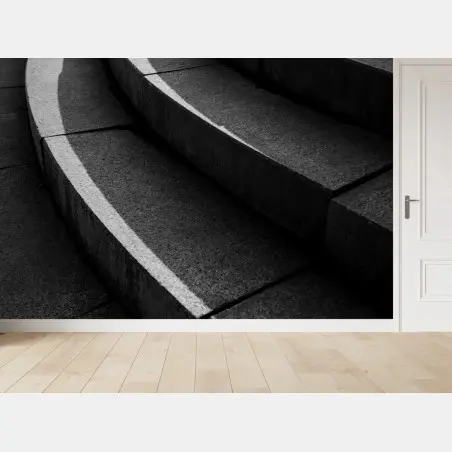 Papier peint escalier en béton abstrait : jeu de lignes et de lumière – Wallnifity®