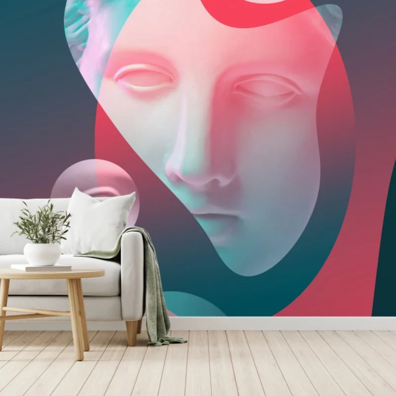 Papier peint visage surréaliste néon en pastels – Wallnifity® Papier peint visage surréaliste néon en pastels – Wallnifity®