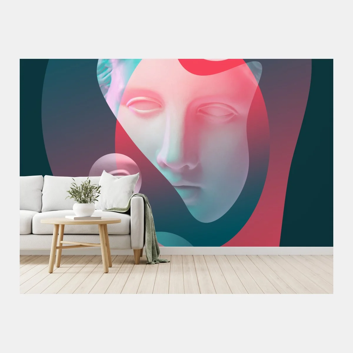 Papier peint visage surréaliste néon en pastels – Wallnifity® Papier peint visage surréaliste néon en pastels – Wallnifity®