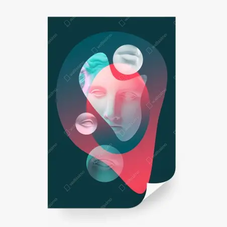 Papier peint visage surréaliste néon en pastels – Wallnifity®