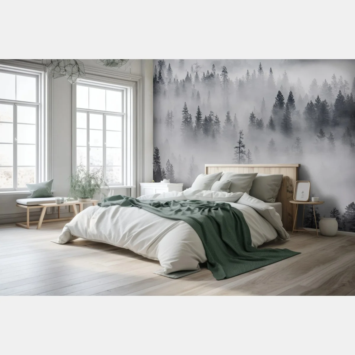 Papier peint forêt de pins enveloppée de brume – Wallnifity® Papier peint forêt de pins enveloppée de brume – Wallnifity®