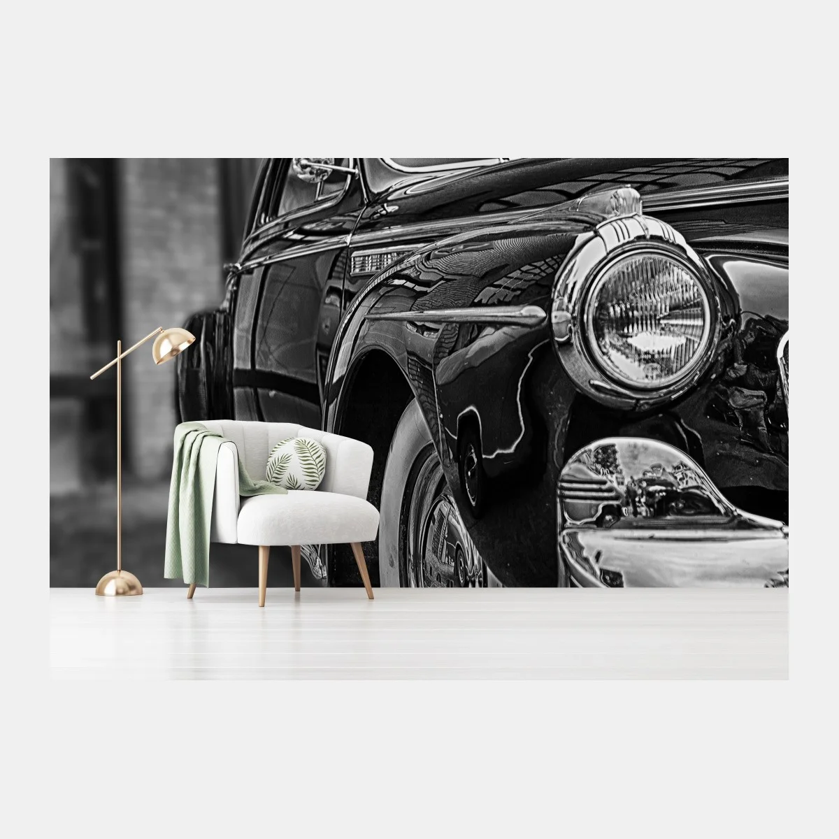 Papier peint voiture classique rétro en noir et blanc – Wallnifity® Papier peint voiture classique rétro en noir et blanc – Wallnifity®