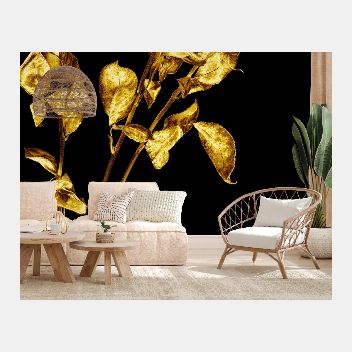 Papier peint bouquet de roses dorées sur fond noir – Wallnifity® Papier peint bouquet de roses dorées sur fond noir – Wallnifity®