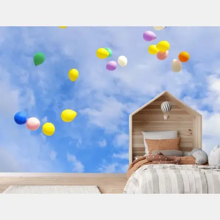 Papier peint volée de ballons colorés – Wallnifity®