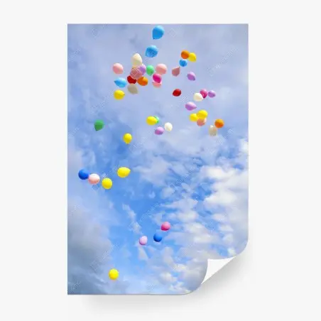 Papier peint volée de ballons colorés – Wallnifity®