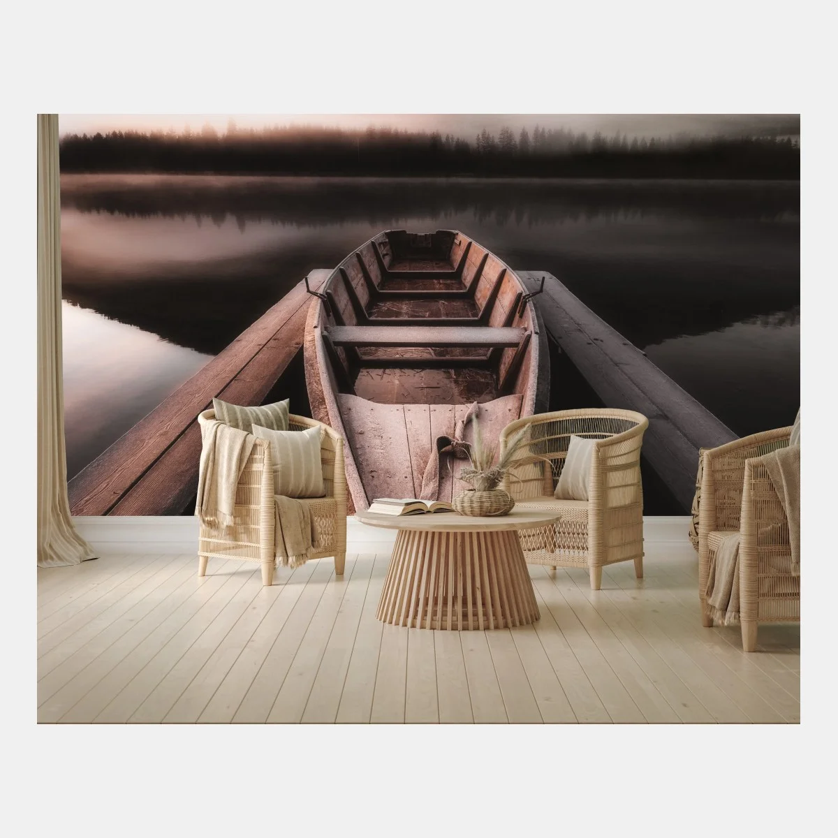 Papier peint barque au lever du jour – Wallnifity® Papier peint barque au lever du jour – Wallnifity®