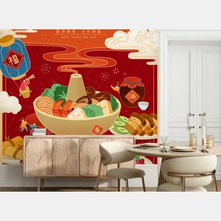 Papier peint réveillon chinois en miniature – Wallnifity®