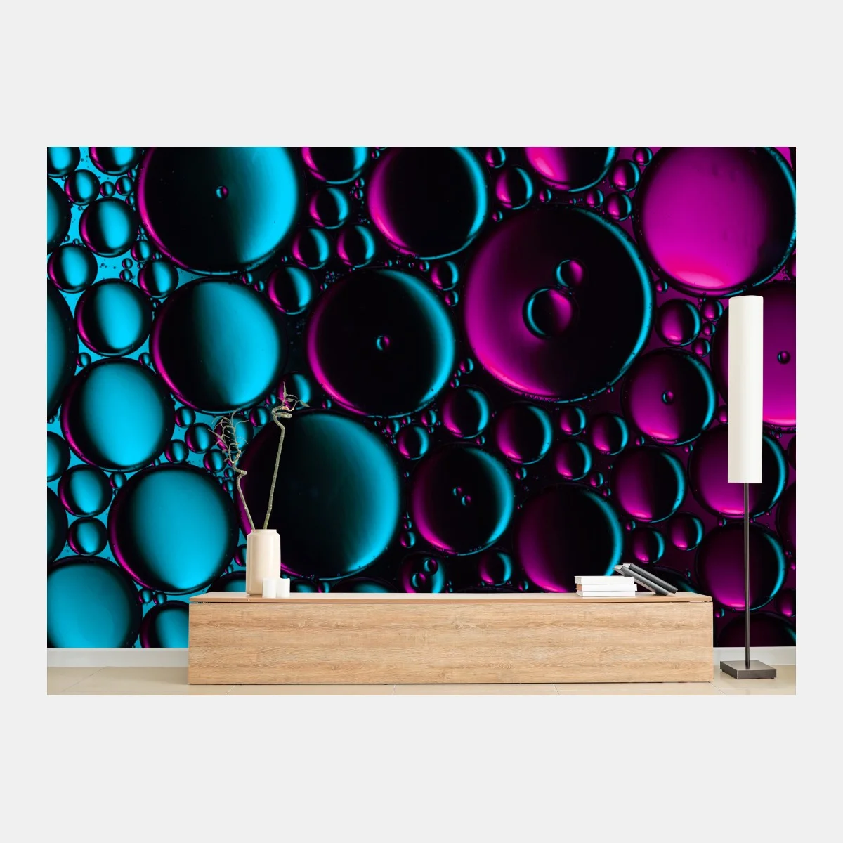 Papier peint composition abstraite de bulles cyan et magenta – Wallnifity® Papier peint composition abstraite de bulles cyan et magenta – Wallnifity®