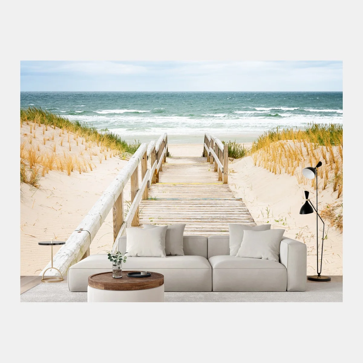 Papier peint passerelle en bois vers la plage à Sylt – Wallnifity® Papier peint passerelle en bois vers la plage à Sylt – Wallnifity®