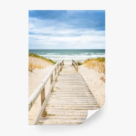 Papier peint passerelle en bois vers la plage à Sylt – Wallnifity®