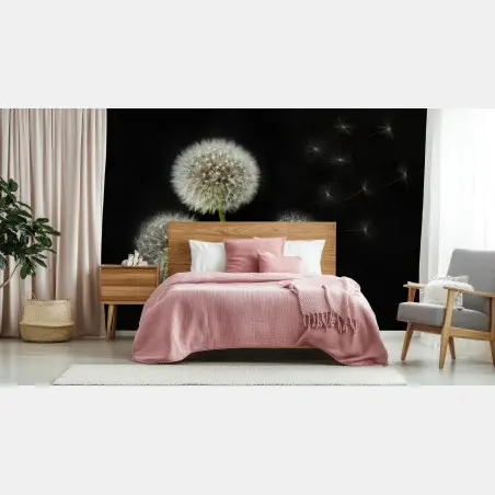 Papier peint sérénité de pissenlits sur fond noir – Wallnifity®