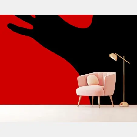 Papier peint silhouette romantique en contraste noir et rouge – Wallnifity®