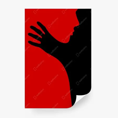 Papier peint silhouette romantique en contraste noir et rouge – Wallnifity®