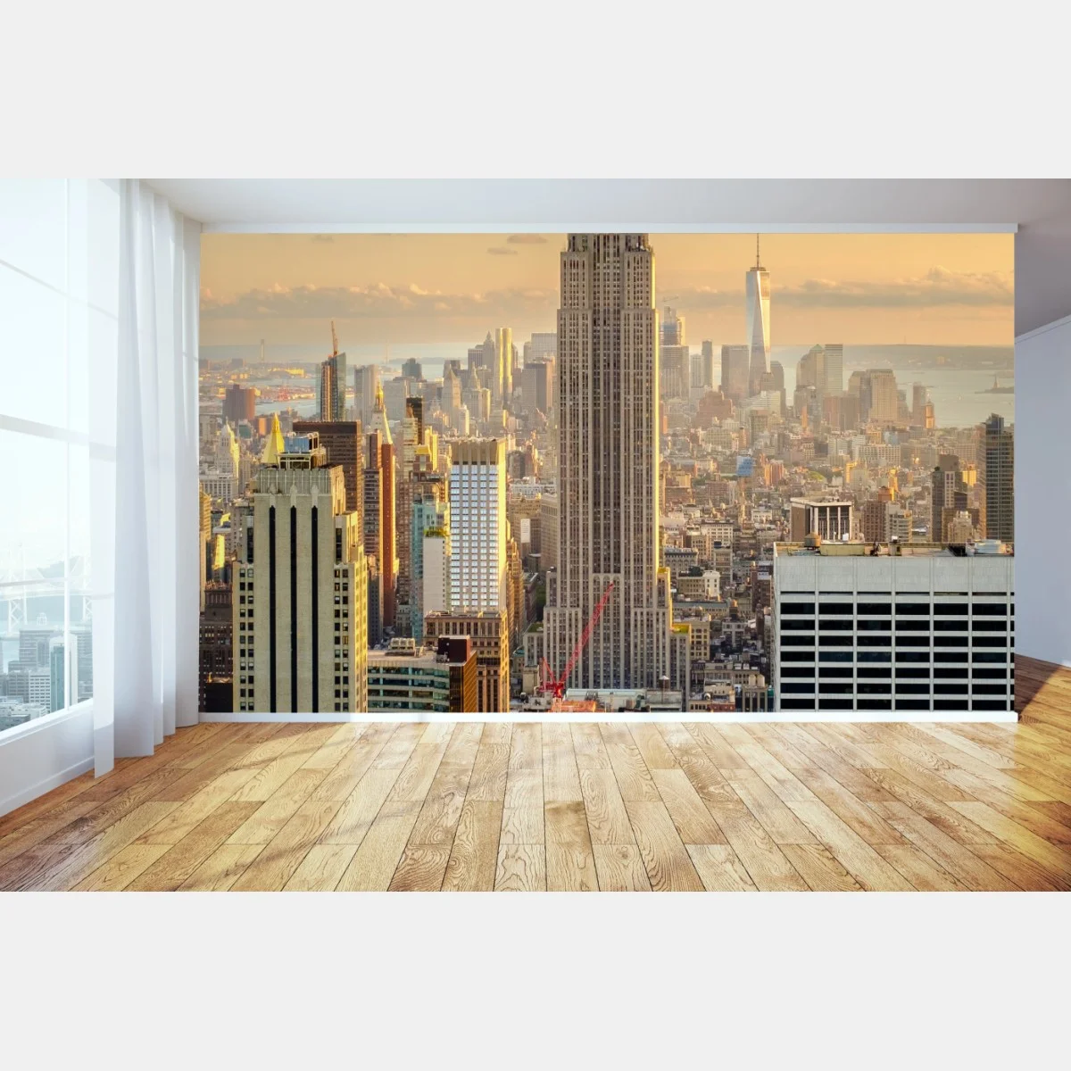Papier peint coucher de soleil sur New York, vue sur l'Empire State – Wallnifity® Papier peint coucher de soleil sur New York, vue sur l'Empire State – Wallnifity®