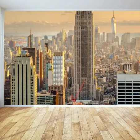 Papier peint coucher de soleil sur New York, vue sur l'Empire State – Wallnifity®