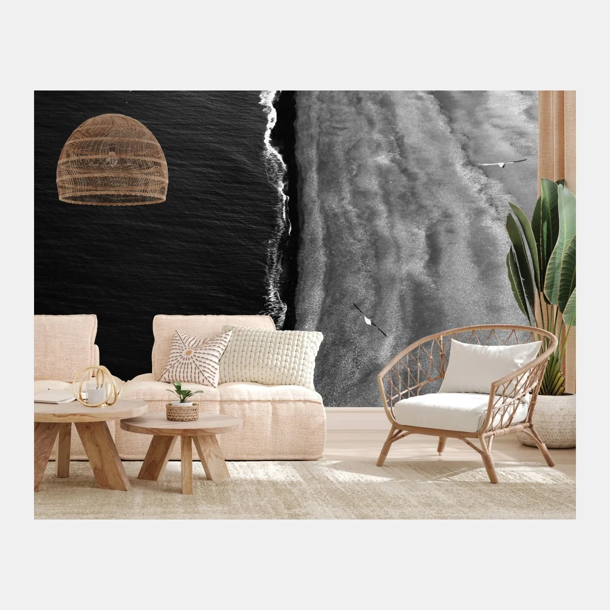 Papier peint littoral minimaliste en noir et blanc – Wallnifity® Papier peint littoral minimaliste en noir et blanc – Wallnifity®