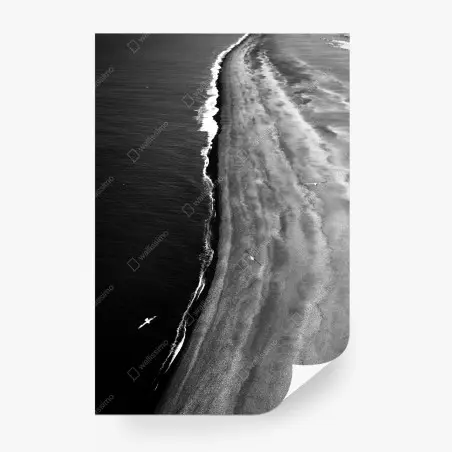 Papier peint littoral minimaliste en noir et blanc – Wallnifity®