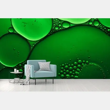 Papier peint abstraction de bulles vertes – Wallnifity®