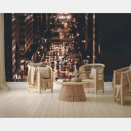 Papier peint avenue de Manhattan sous les lumières – Wallnifity®