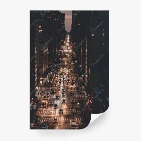 Papier peint avenue de Manhattan sous les lumières – Wallnifity®