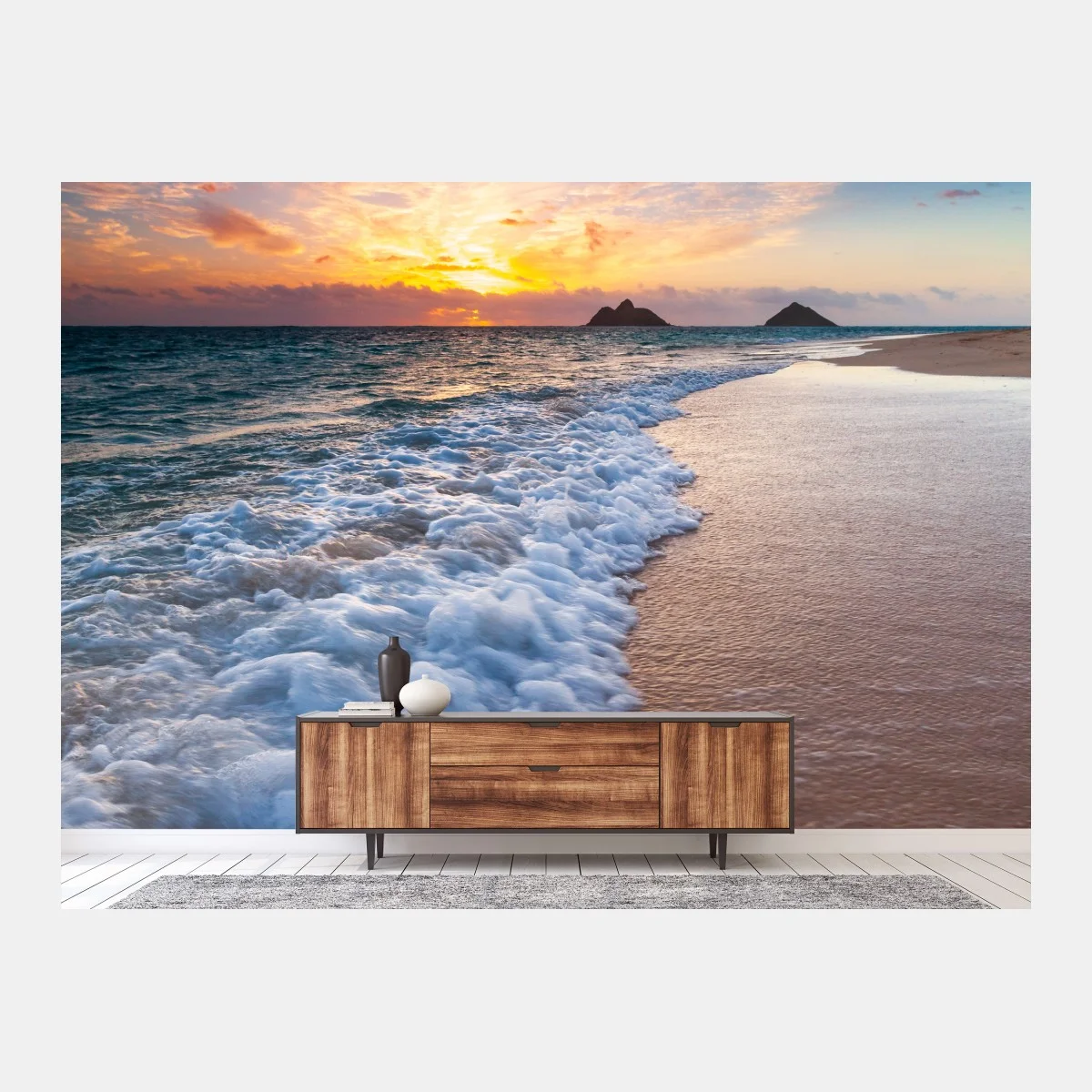 Papier peint horizon marin en lumière dorée – Wallnifity® Papier peint horizon marin en lumière dorée – Wallnifity®