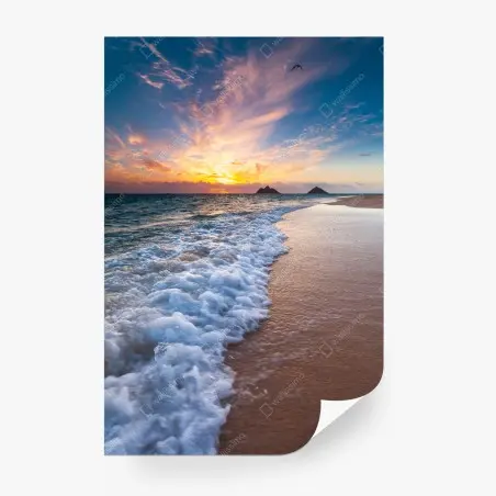 Papier peint horizon marin en lumière dorée – Wallnifity®