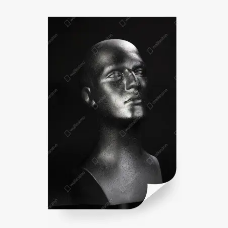 Papier peint buste métallique minimaliste en lumière dramatique – Wallnifity®