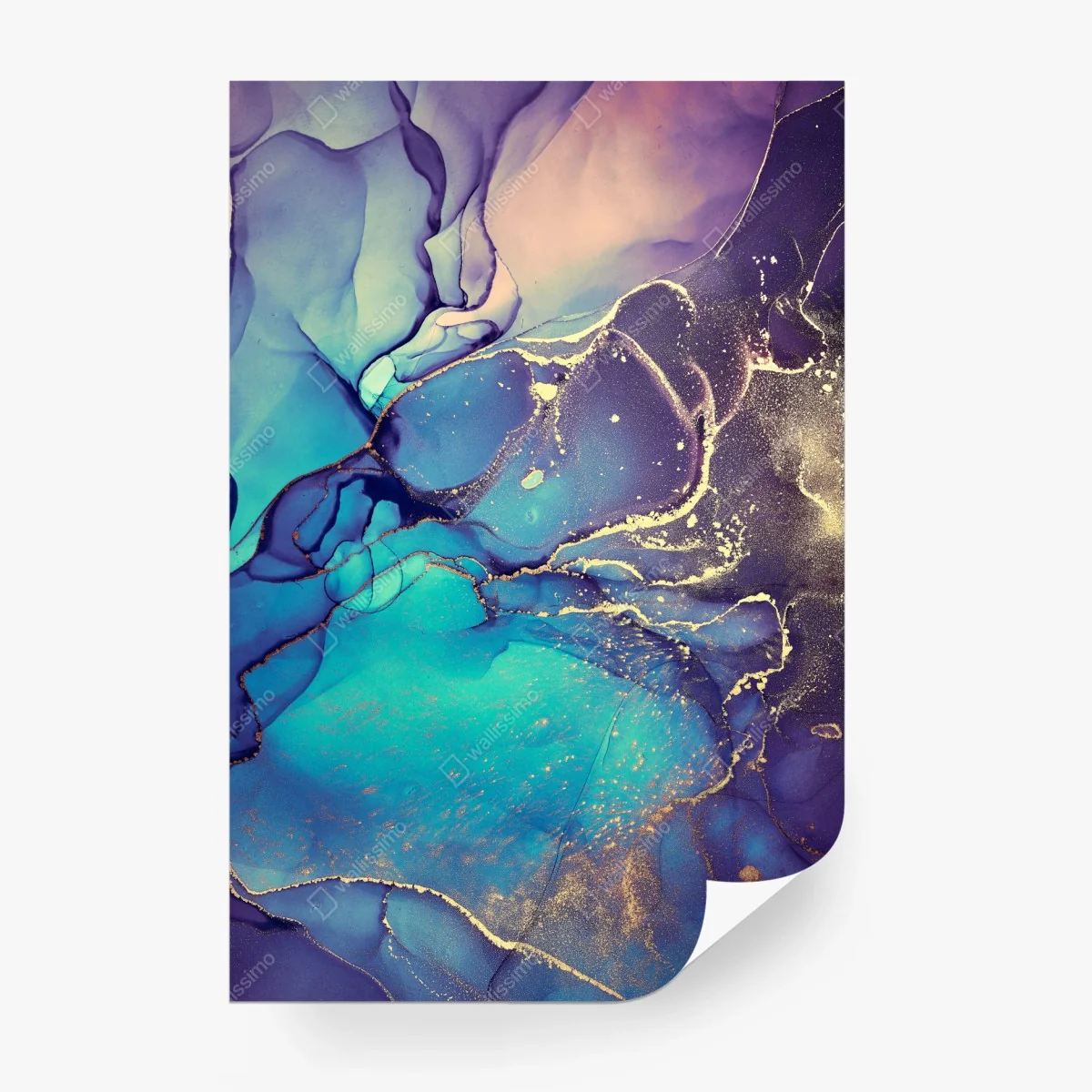 Papier peint abstraction aquatique aux reflets dorés – Wallnifity® Papier peint abstraction aquatique aux reflets dorés – Wallnifity®